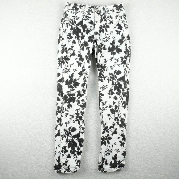 NYDJ Denim - NYDJ Not Your Daughters Jeans Womens 2 White Black All Over Print Ankle Skinny